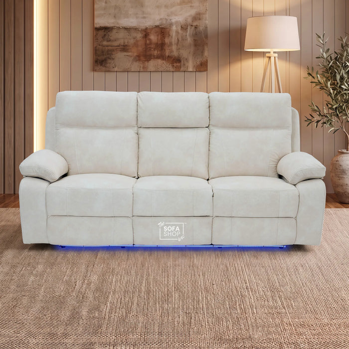 3 Seater Smart Tech Electric Recliner Cinema Sofa | Cream Fabric | Vinsonova