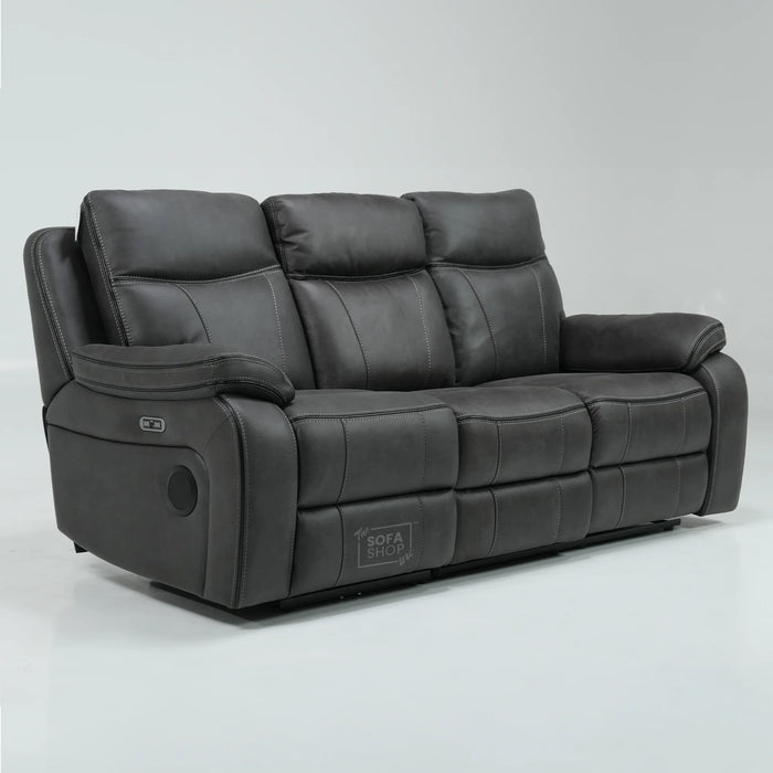 3 Seater Electric Fabric Recliner Sofa with USB, Adjustable Headrest & Storage Box  | Used, No Middle Drop-Down | Vinson | SHS 206 | The Sofa Shop