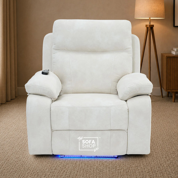 1 Seater Smart Tech Electric Recliner Cinema Chair | Cream Fabric | Vinsonova