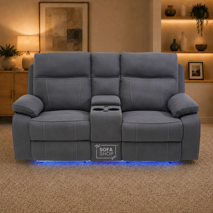 2 Seater Smart Tech Electric Recliner Cinema Sofa | Grey Fabric | Vinsonova