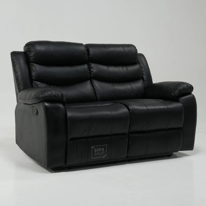 2 Seater Manual Recliner in Black Leather | Manual Reclining Mechanism | With Scratched Armrest & Ripped Side Panel | Trento | Free Assembly | Second Hand Sofa 15