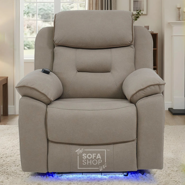 1 Seater Smart Tech Electric Recliner Cinema Chair | Beige Fabric | Florence
