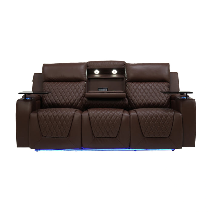 3 Seater Smart Tech Electric Recliner Cinema Sofa | Chestnut Brown Real Leather | Vicenza
