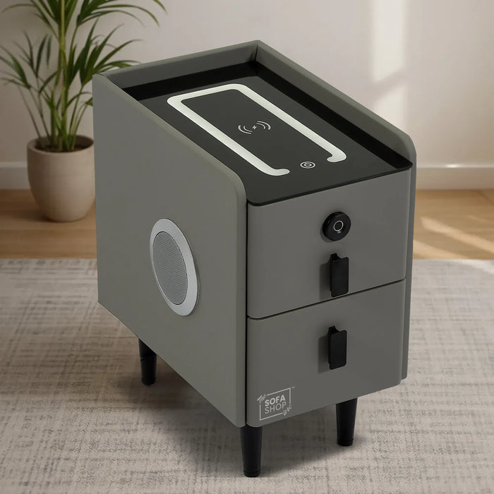 Slim Smart Nightstand | Fingerprint Lock + Wireless Charging | 25x40x45cm | Phoenix