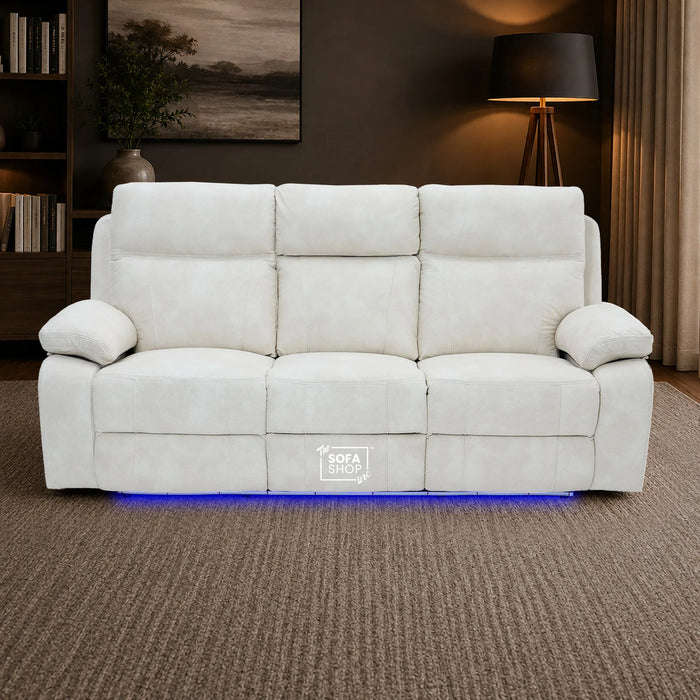3 Seater Smart Tech Electric Recliner Cinema Sofa | Cream Fabric | Vinsonova