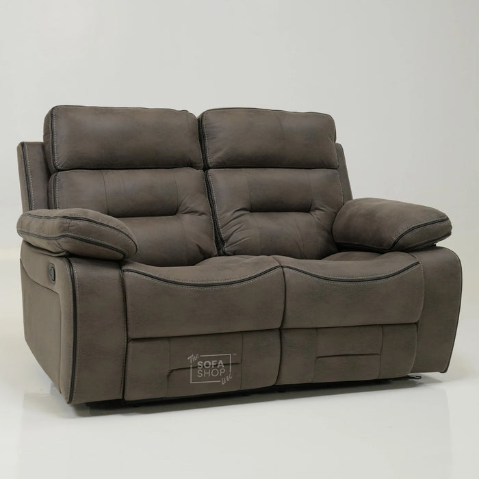 2 Seater Brown Fabric Manual Recliner Sofa with Padded Lumbar & Soft Cosy Fabric | Tuscany | Ex-Display
