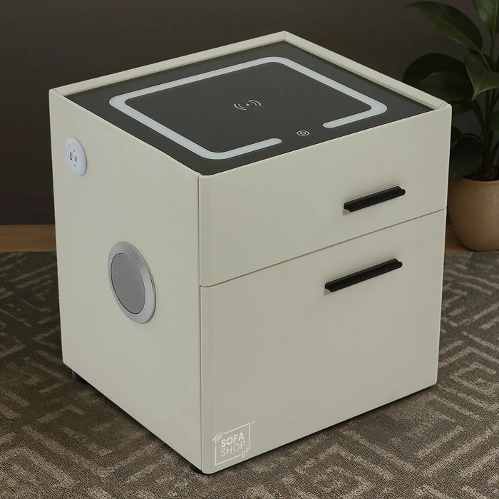 Smart Nightstand | Off-White | Hidden Safe + Wireless Charging | 50x40x45cm | California