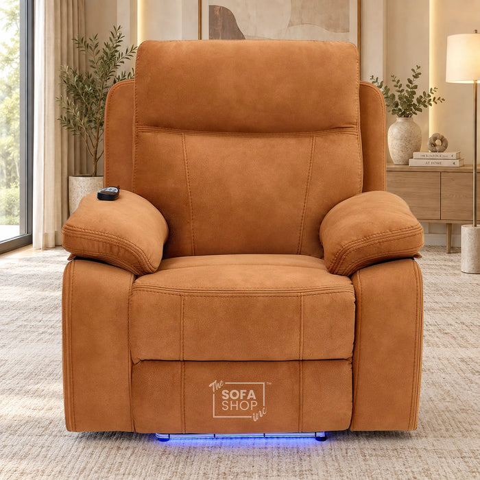1 Seater Smart Tech Electric Recliner Cinema Chair | Orange Fabric | Vinsonova