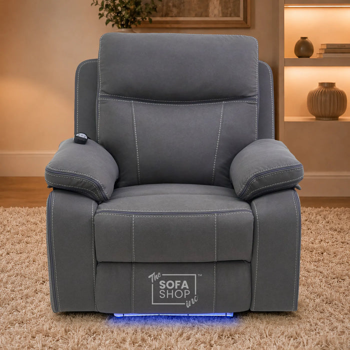 1 Seater Smart Tech Electric Recliner Cinema Chair | Grey Fabric | Vinsonova