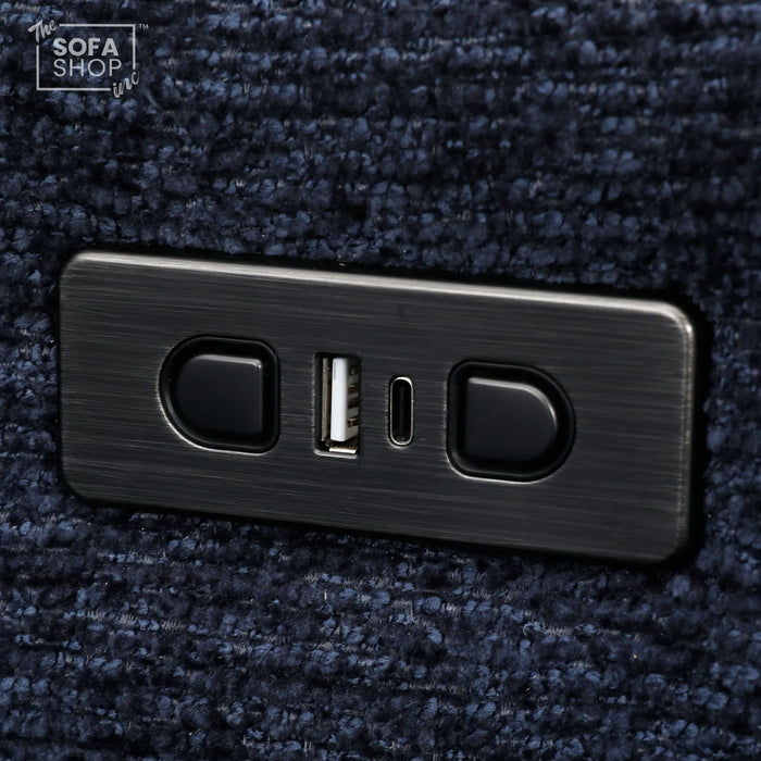 2 Wide Seat Blue Electric Sliding Sofa | Palma