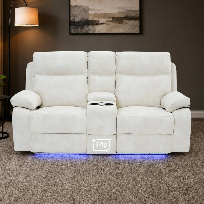 2 Seater Smart Tech Electric Recliner Cinema Sofa | Cream Fabric | Vinsonova