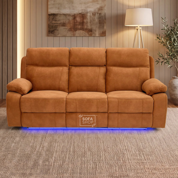 3 Seater Smart Tech Electric Recliner Cinema Sofa | Orange Fabric | Vinsonova