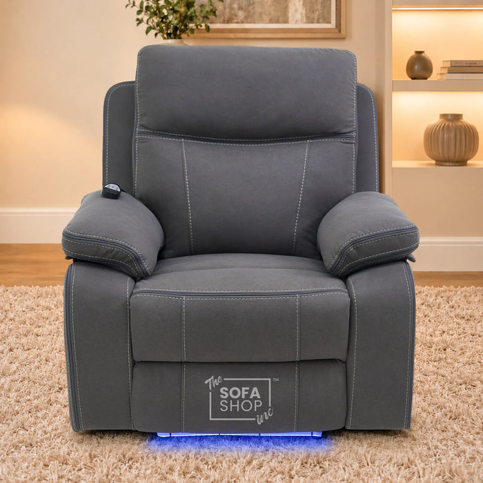 1 Seater Smart Tech Electric Recliner Cinema Chair | Grey Fabric | Vinsonova