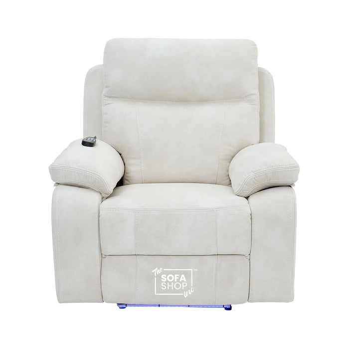 1 Seater Smart Tech Electric Recliner Cinema Chair | Cream Fabric | Vinsonova