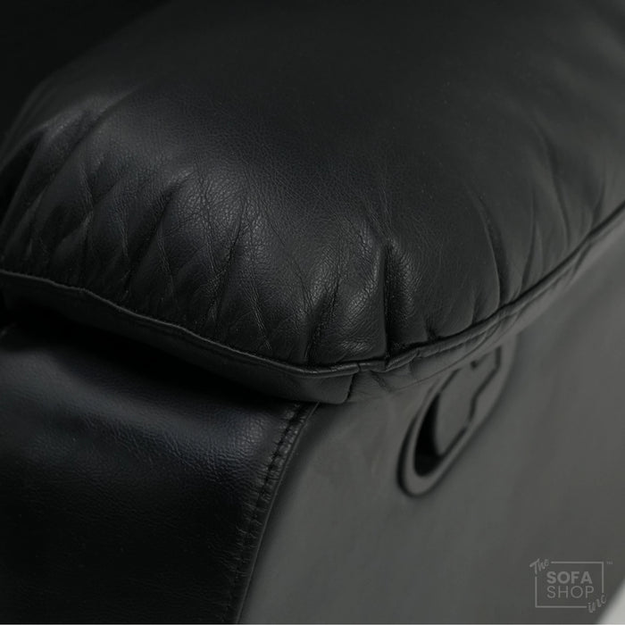 2 Seater Manual Recliner in Black Leather | Manual Reclining Mechanism | With Scratched Armrest & Ripped Side Panel | Trento | Free Assembly | Second Hand Sofa 15