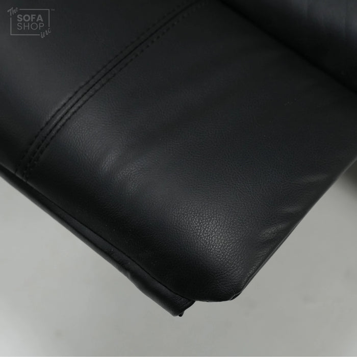 2 Seater Manual Recliner in Black Leather | Manual Reclining Mechanism | With Scratched Armrest & Ripped Side Panel | Trento | Free Assembly | Second Hand Sofa 15