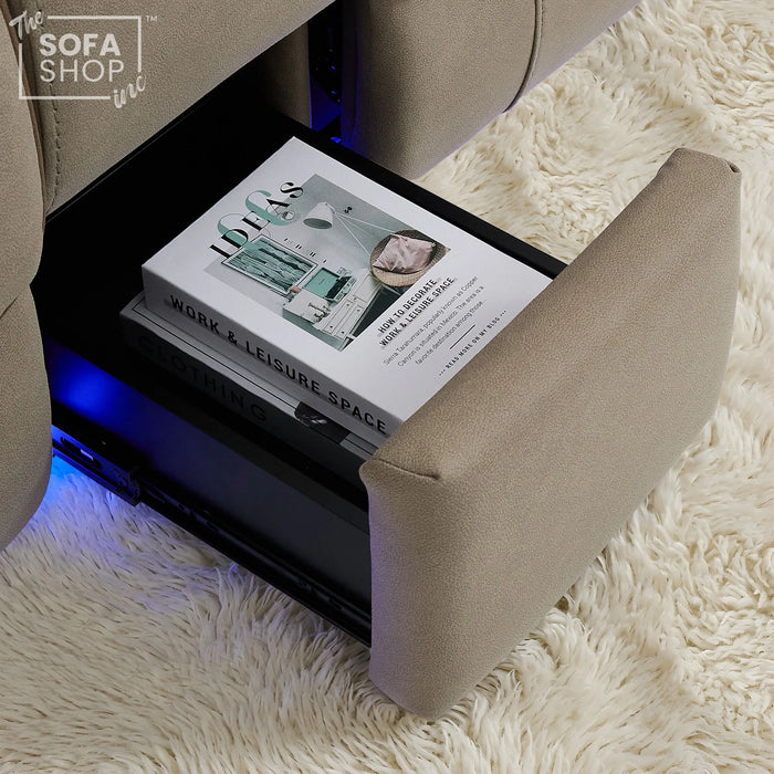 2 Seater Smart Tech Electric Recliner Cinema Sofa | Beige Fabric | Florence