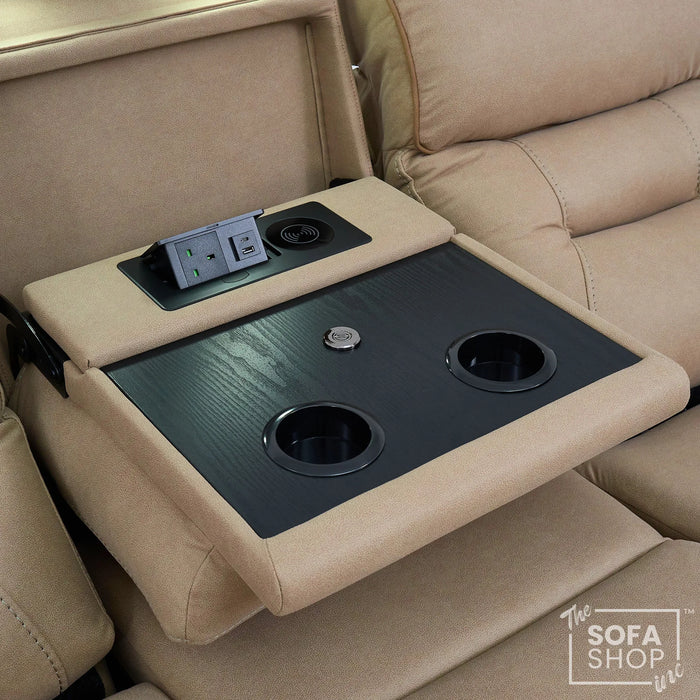 3 Seater Smart Tech Electric Recliner Cinema Sofa | Beige Fabric | Florence