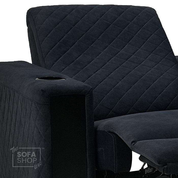 3 Seater Smart Tech Electric Recliner Cinema Sofa | Luxury Theatre Seating | Blue Real Leather | Solero