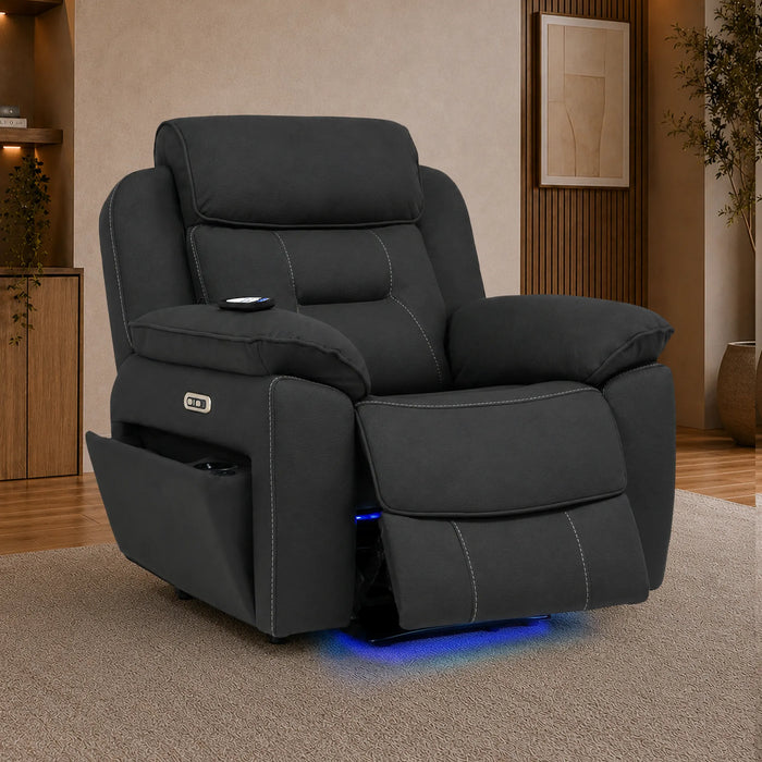 1 Seater Smart Tech Riser Recliner Cinema Chair | Charcoal Grey Fabric | Florence