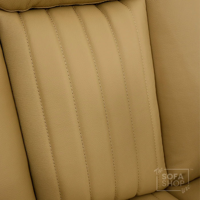2 Seater Smart Tech Electric Recliner Cinema Sofa | Luxury Theatre Seating | Tan Real Leather | Capri