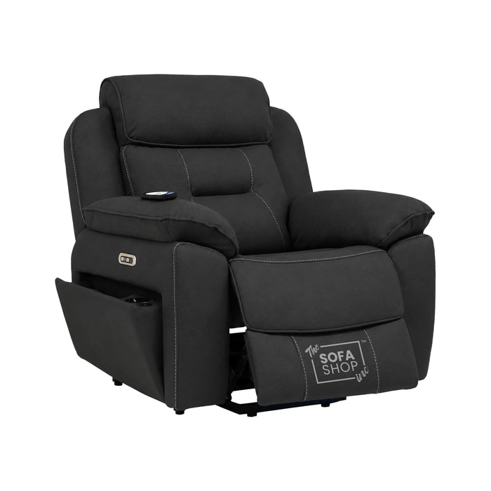 1 Seater Smart Tech Riser Recliner Cinema Chair | Charcoal Grey Fabric | Florence