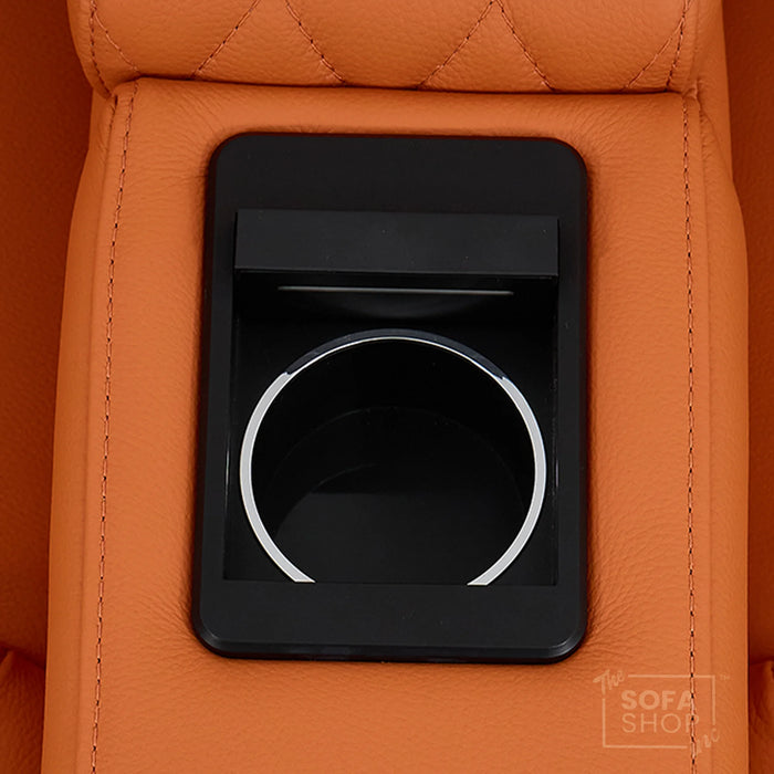 1 Seater Smart Tech Electric Recliner Cinema Chair | Luxury Theatre Seating | Orange Real Leather | Assisi