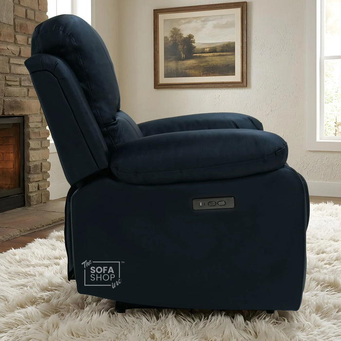 1 Seater Electric Recliner Chair | Black Real Leather | Trento