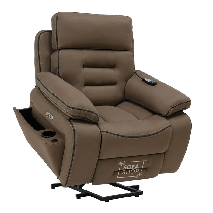 1 Seater Smart Tech Riser Recliner Cinema Chair | Mocha Brown Fabric | Tuscany
