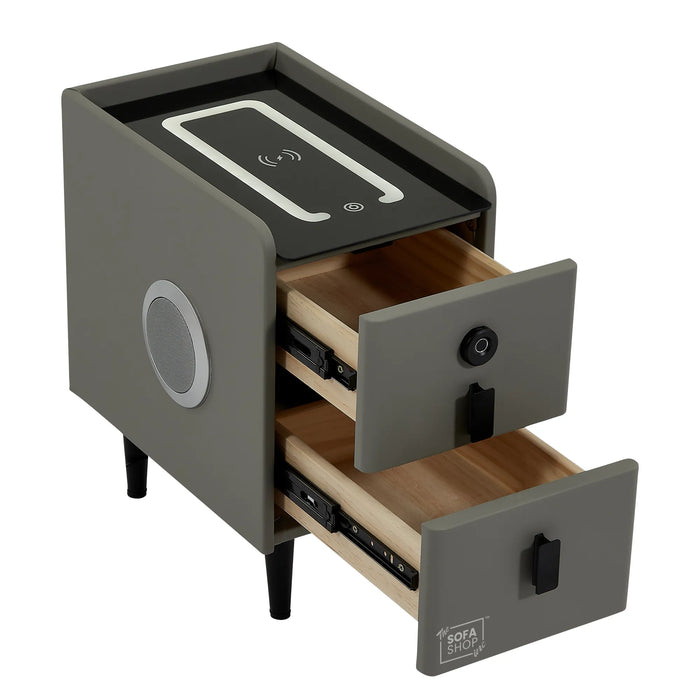Slim Smart Nightstand | Fingerprint Lock + Wireless Charging | 25x40x45cm | Phoenix