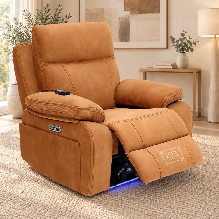 1 Seater Smart Tech Electric Recliner Cinema Chair | Orange Fabric | Vinsonova