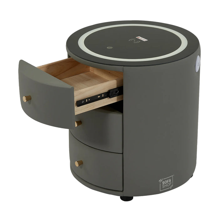 Smart Nightstand | Grey | LED + Bluetooth + Wireless Charging | 45x45x50cm | Nashville