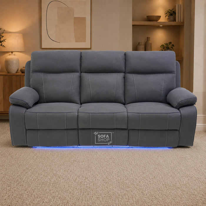 3 Seater Smart Tech Electric Recliner Cinema Sofa | Grey Fabric | Vinsonova