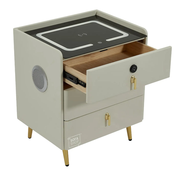 Smart Nightstand | Off-White | Fingerprint Lock + Wireless Charging | 50x40x45cm | California