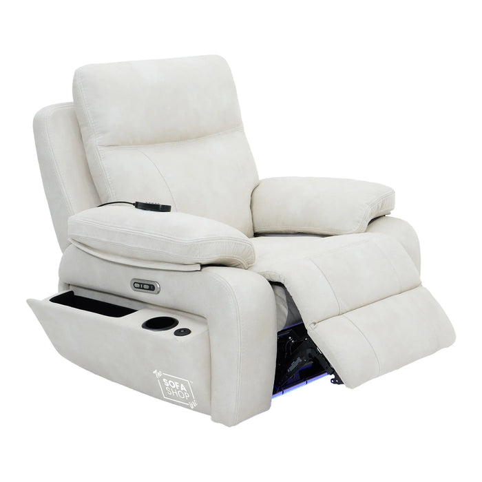 1 Seater Smart Tech Electric Recliner Cinema Chair | Cream Fabric | Vinsonova