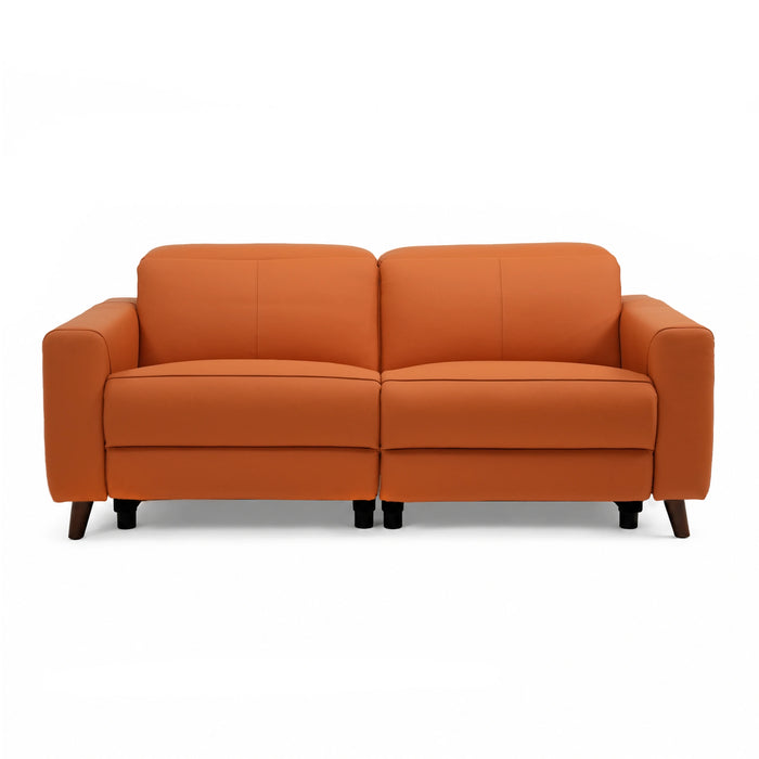 3 Seater Electric Recliner Sofa | Orange Real Leather | Toro