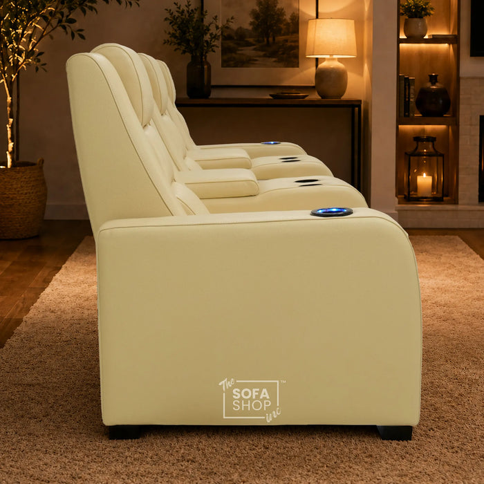 3 Seater Smart Tech Electric Recliner Cinema Sofa | Cream Real Leather | Roma