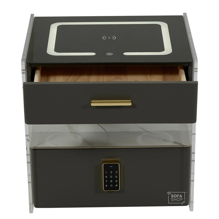 Smart Nightstand | Grey | PIN Lock + Wireless Charging | 50x40x50cm | Chicago
