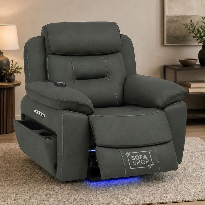1 Seater Smart Tech Riser Recliner Cinema Chair | Green Fabric | Florence