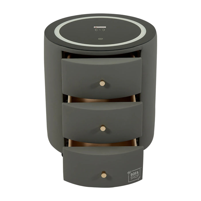Smart Nightstand | Grey | LED + Bluetooth + Wireless Charging | 45x45x50cm | Nashville