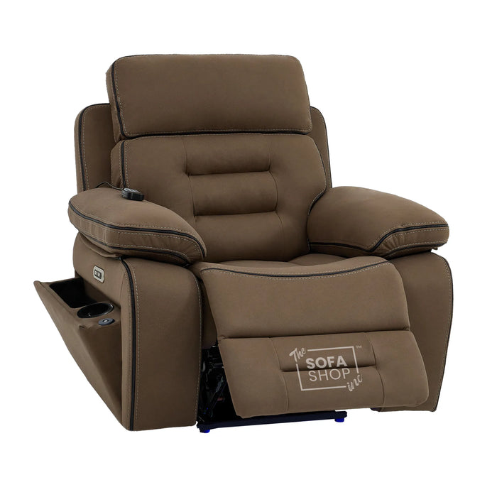 1 Seater Smart Tech Riser Recliner Cinema Chair | Mocha Brown Fabric | Tuscany
