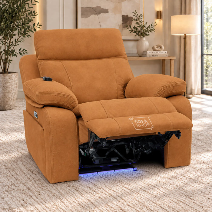 1 Seater Smart Tech Electric Recliner Cinema Chair | Orange Fabric | Vinsonova