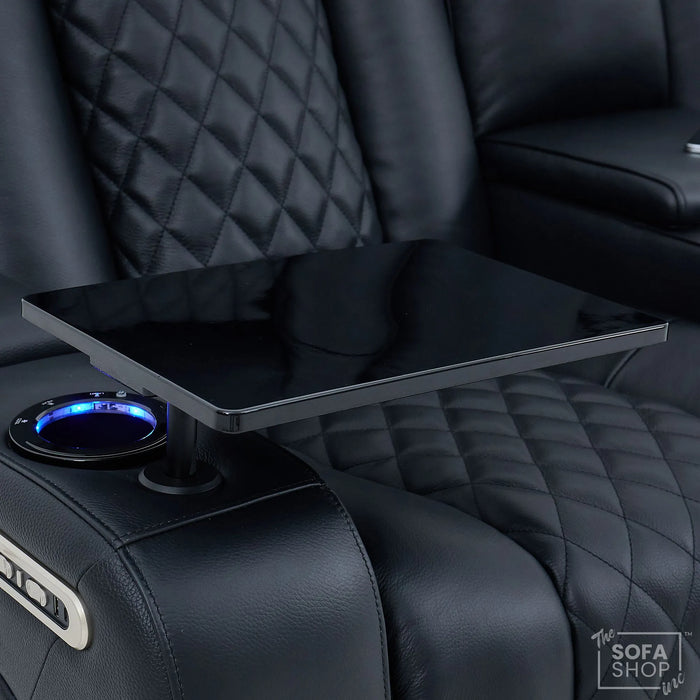 2 Seater Smart Tech Electric Recliner Cinema Sofa | Luxury Theatre Seating | Black Real Leather | Milano