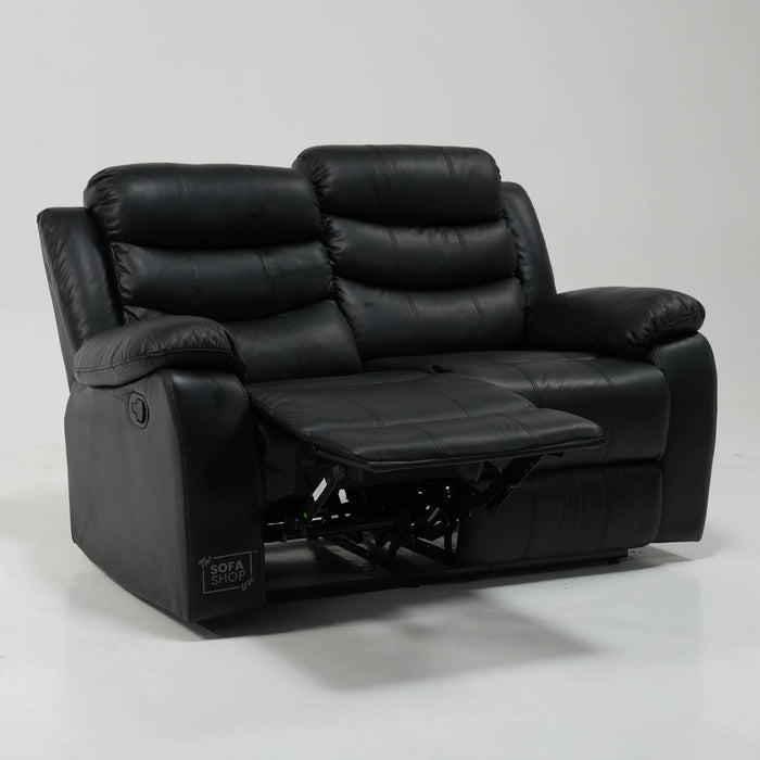 2 Seater Manual Recliner in Black Leather | Manual Reclining Mechanism | With Scratched Armrest & Ripped Side Panel | Trento | Free Assembly | Second Hand Sofa 15