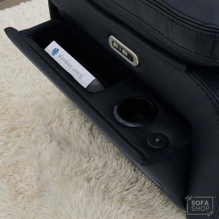 1 Seater Smart Tech Electric Recliner Cinema Chair | Black Real Leather | Sicily