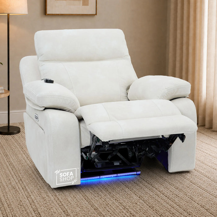 1 Seater Smart Tech Electric Recliner Cinema Chair | Cream Fabric | Vinsonova