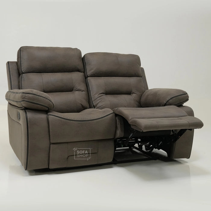 2 Seater Brown Fabric Manual Recliner Sofa with Padded Lumbar & Soft Cosy Fabric | Tuscany | Ex-Display