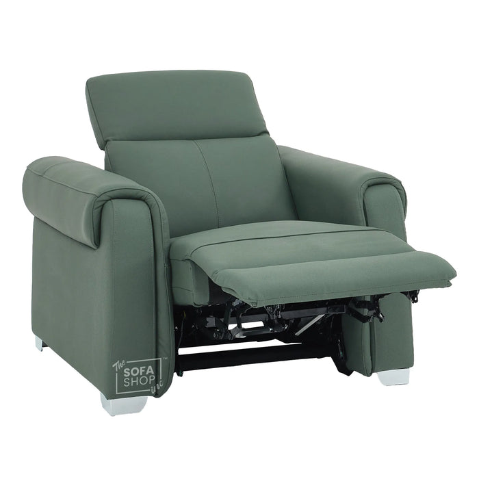 1 Seater Electric Recliner Chair | Green Real Leather | Turin