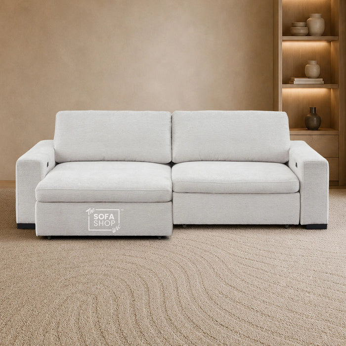 2 Wide Seat Light Grey Electric Sliding Sofa | Palma