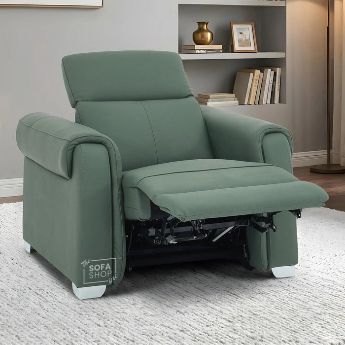 1 Seater Electric Recliner Chair | Green Real Leather | Turin